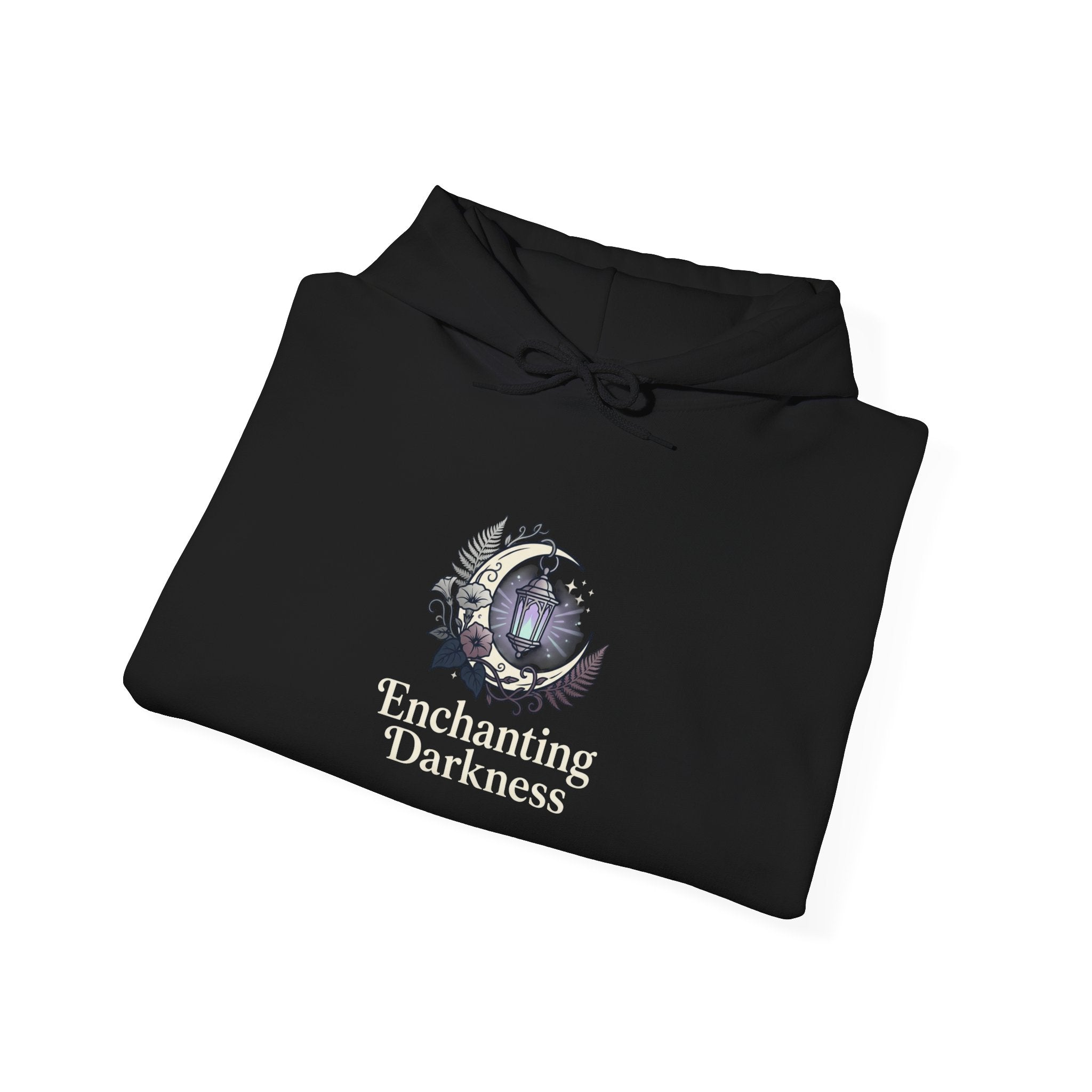 Enchanting Darkness Hoodie — Gothic Moon Graphic Pullover